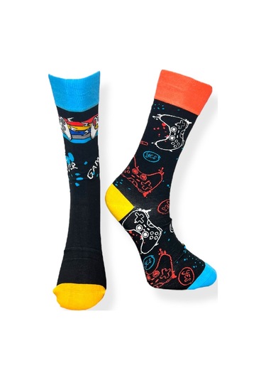 5'li Unısex Oyun Ve Spor Temalı Esnek Nem Alabilen Pamuklu Spor Soket Çoraplar Çok Renkli