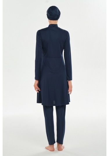 Likralı Tam Kapalı Uzun Tesettür Mayo 3128 Koyu Lacivert05 Koyu Lacivert