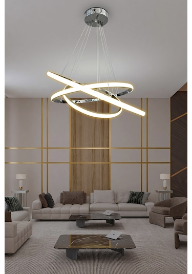 3'lü Çember Led Avize - - Kumandalı / Siyah Siyah