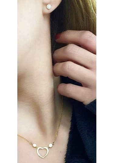 Zirkon Taş Detaylı 925 Ayar Gümüş Altın Aşk Seti