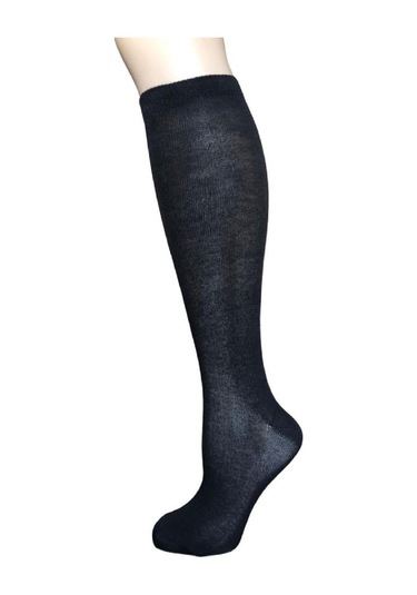 Desıgn Pamuklu Çocuk Dizaltı Okul Çorabı Siyah