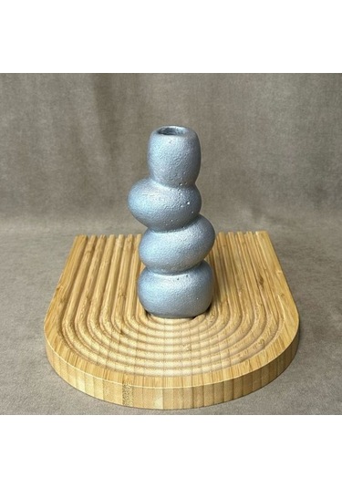 Uretti - Ayşe 7362 4706 El Yapımı Gri Taş Motifli Dekoratif Biblo / Vazo - 18 X 9 Cm 1 Adet