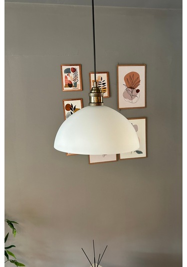 Perry Cam Tekli Avize Lale Beyaz Başlık Retro Sarkıt Lamba Restoran Salon Aydınlatma Beyaz