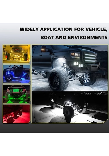 Dashanshop 4'lü Led Rock Işıklar Yeşil Araç Altı Aydınlatma Atv Utv Kamyot Tekne