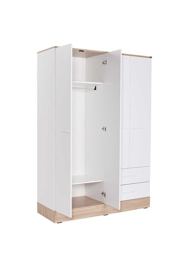 adoremobilya Base 4 Kapılı 2 Çekmeceli Gardırop-Italyan Meşe / Beyaz