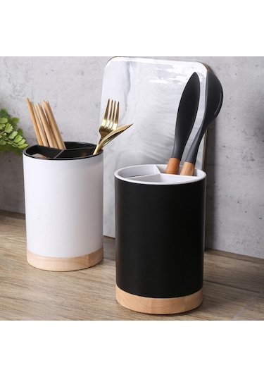 Xurunkeji Kaşık Çatal Bıçak Yemek Çubuğu Süzgeç Kutusu Sofra Takımı Saklama Kutusu Üç Bölmeli Çatal Bıçak Takımı Rafı Mutfak Eşyası Kutusu B Siyah