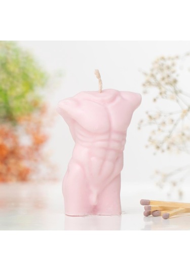 Men Body Temalı Vegan Soya Mum Pembe