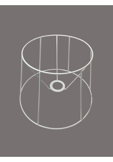 Konik Abajur Teli İskeleti Beyaz Statik Boyalı E27 Çap 30 Cm Metal