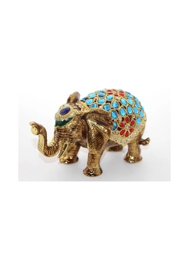 Swarovski Taşlı Tekli Fil Figürü Model 4 Çok Renkli