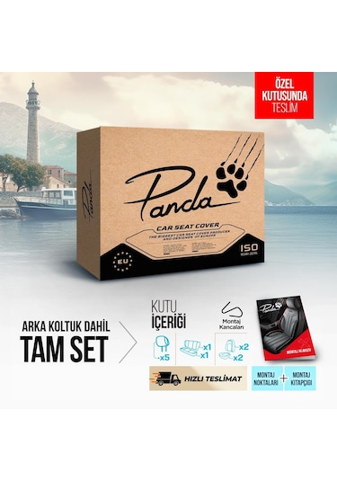 Panda Prag Serisi Pike Kumaş Oto Koltuk Kılıfı   - Tam Set