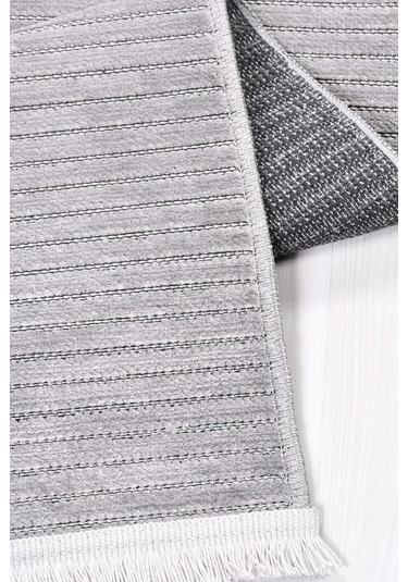 Lidya Gri Pamuk Dokuma Yumuşak Halı Kaymaz Tabanlı, Kolay Temizlenen Ve Modern Tasarımlı Kilim Gri