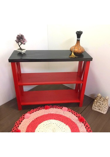 Roys Ahşap 80 Cm Kırmızı Siyah Masif Dresuar Siyah