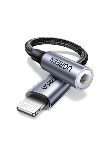 Ugreen Mfi Sertifikalı Lightning To 3.5mm Aux Dönüştürücü Adaptör, Siyah, 30756