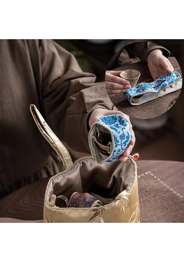 Fochsia 2pcs Yeşil Ve Kahverengi Katlanır Saklama Çantası Yapışkan Bantlı Çift Taraflı Polar Seyahat Çay Seti Düzenleyici Çok Fonksiyonlu Çaydanlık Kaymaz Altlık "value":"siyah"