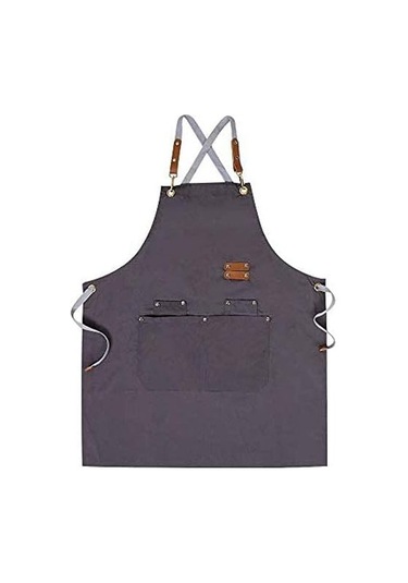 Şef Önlüğü, Erkekler Kadınlar İçin Ayarlanabilir Askılı Çapraz Sırtlı Önlük Gri, Diğer