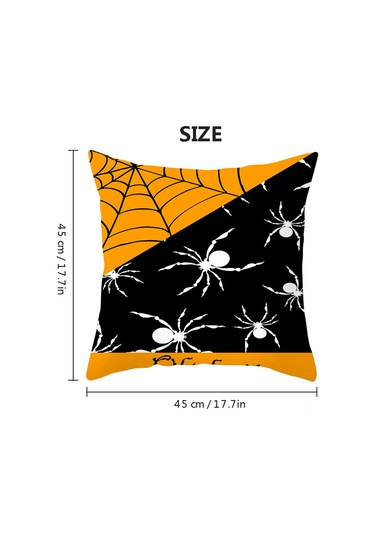 Suofeng Halloween Dekoratif Yastık Kılıfı, Kuru Kayısı Kumaşı, 45x45cm, Bat-kabak Desenli, Ev-kafe-ekspres Dekoru Yastık İçi Hariç Diğer