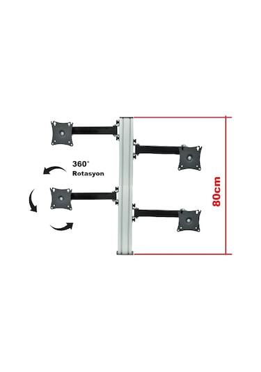 Tarix MA-06 17"-27" Masa Üstü Dörtlü Monitör Askı Aparatı
