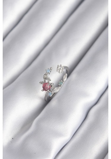 Pirinç Gümüş Renk Zirkon Taş Detay Kadın Yüzük