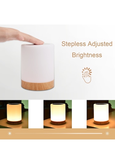 Kısılabilir Led Renkli Yaratıcı Ahşap Desenli Şarjlı Gece Lambası Başucu Lambası Atmosfer Işığı Çok Renk