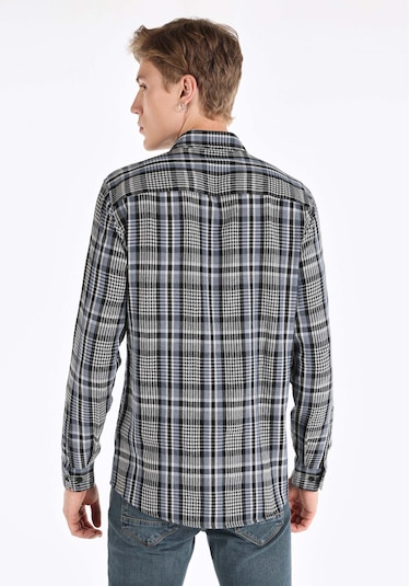Colin's Colins Regular Fit Shirt Neck Ekoseli Erkek Mavi Uzun Kol Gömlek Cl1065946 Q1.v1 Ble Mavi