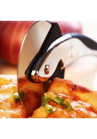 Siyah Paslanmaz Çelik Jant Pizza Kesici Pizza Aracı Mutfak Aksesuarları