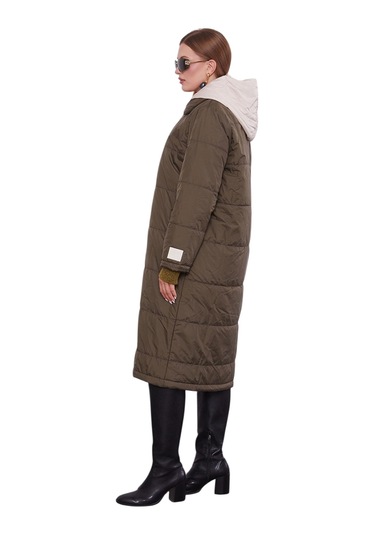 Levidor Kadın Çift Renk Şişme Mont 560038 Haki - Bej