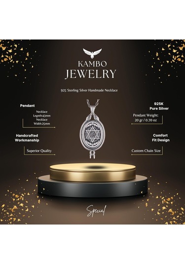 925 Ayar Gümüş Kolye - Davud Yıldızı Aksesuarı İle Yılan Detaylı Kolye Gümüş