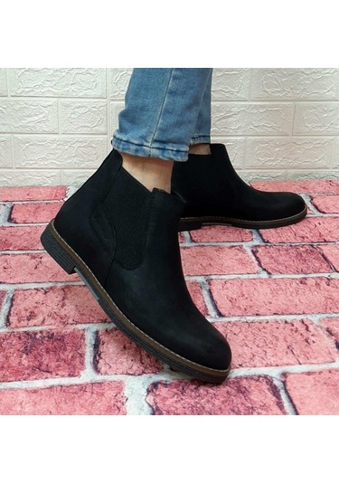 Voyager 3502 Siyah Hakiki Deri Bilekte Lastikli Erkek Bot