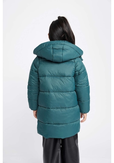 Defacto Kız Çocuk Su İtici Kapüşonlu Kaban A2538A823AUGN623 Yeşil