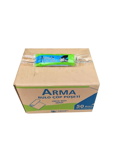 Arma Mavi Orta Boy 55 x 60 CM - 30 Litre Çöp Torbası Poşeti - 20 Adetlik 1  Rulo