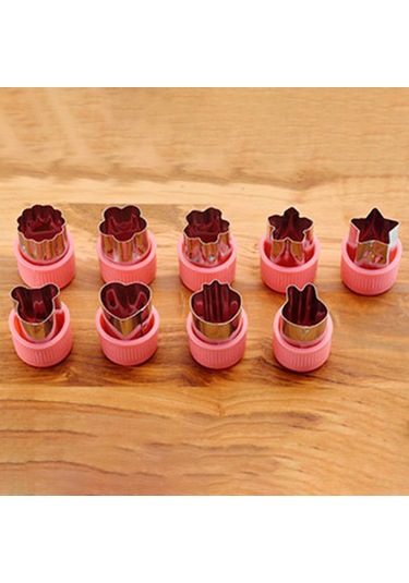 Maiyame Stok Mutfak Aletleri: Çelik Meyve Sebze Kesici, Bisküvi Şekillendirici, Bebek Yemek Araçları - Pembe Ve Mor Seti Yeşil + Pembe + Mor