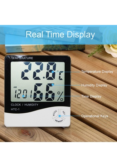 Youtek Ev İçi Sıcaklık Ve Nem Ölçer, Siyah-beyaz, Dahili Pil, Maks-min Kaydı, Saat Gösterimi, Hassas Ölçüm Aralığı -50 C/+70 C, 20%-99% Rh Siyah - Beyaz