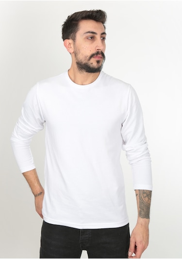 Fabio Cassani Classics Regular Fit Bisiklet Yaka Uzun Kollu Erkek Tişört 3'lü - Beyaz - Gri - Siyah