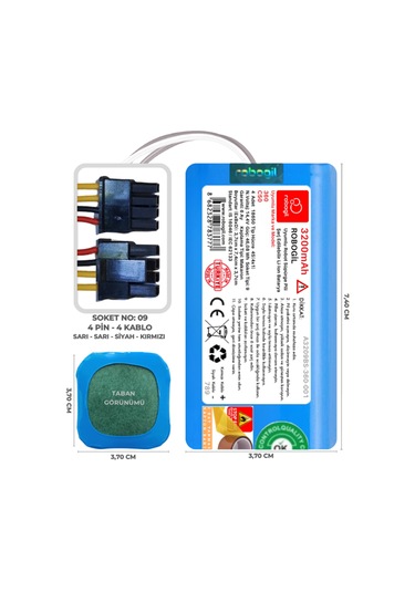 360 C50 3200mah Uyumlu Robot Süpürge Pili A3209bs-360-001