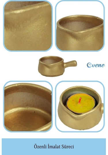 Mumluk Şamdan Tealight Mum Uyumlu Mini Tava Model - Altın