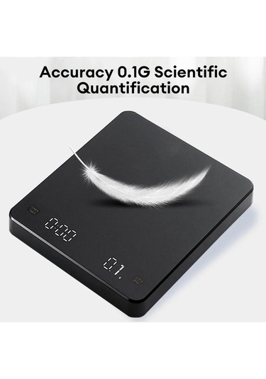 Novahub Zamanlayıcı Dijital Kahve Terazisi, Led Ekran, Espresso, 3 Kg Maks. Ağırlık, 0.1 G Hassasiyet, Usb Şarj, Mutfak Terazisi Siyah