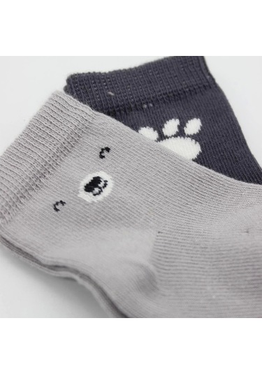 Bistyle Bear Penye Soket Çorap 2'li Bs10116 Gri Gri