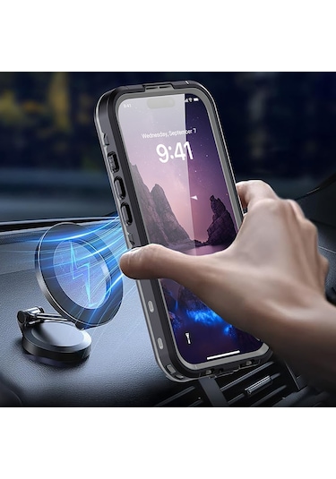 Apple Uyumlu iPhone 17 Kılıf 1-1 Su Geçirmez Kılıf - Siyah