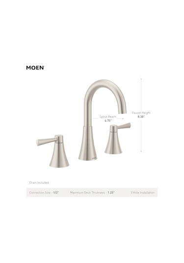 Moen Ronan Mat Siyah İki Kulplu Yaygın Modern Banyo Bataryası, Va Diğer
