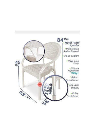 Bambu Kapiçino 90x150 Cm Camsız Rattan Bahçe Balkon Masa Takımı Krem