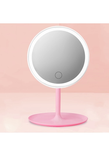 Sones Led Işık Dolgulu Makyaj Aynası Yurt Masaüstü Giyinme Küçük Ayna Kız Katlanabilir Ve Taşınabilir Ayna, Renk: Pembe Şarj Edilebilir Tek Işık