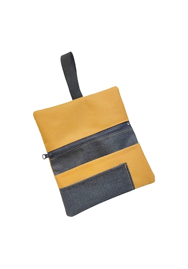 Sarı Su Geçirmez Fermuarlı İmperteks Kumaş Tütün Kesesi Çantası Tütünlük Rd49 Sarı