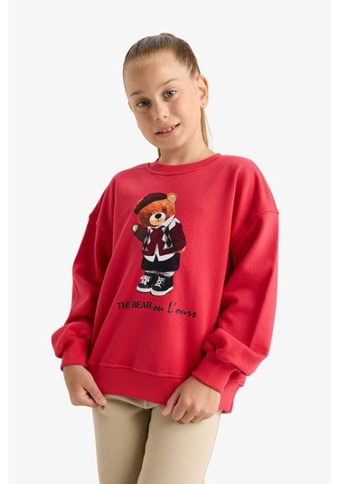 Defacto Mercan Kız Çocuk Sweatshirt E7841a8/rd351 Mercan