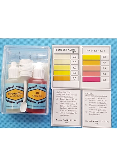 Su Test Analiz Sıvısı Ph Analiz Kiti ve Serbest Klor Test Kiti