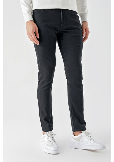 Erkek Siyah Mevsimlik Pamuk 5 Cep Slim Fit Jean Pantolon 24ms003029001 Siyah