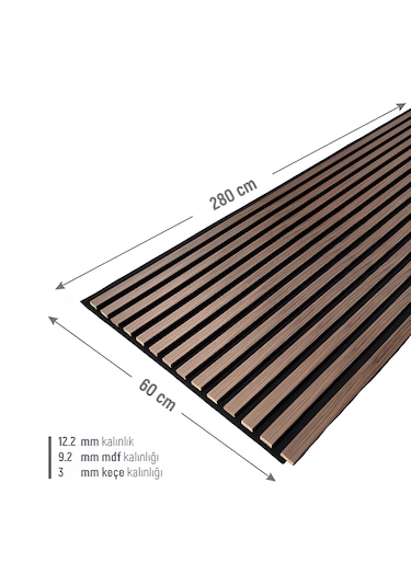 Akustik Ahşap Duvar Paneli Lambiri Açık Ceviz 60 280 Cm