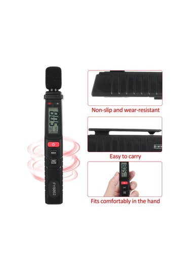 Springsun Fy8862 Kalem Tipi Gürültü Sayacı Ekran Gürültü Test Cihazı Pilsiz Siyah