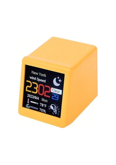 Motion003 6'lı Akıllı Wifi Hava Durumu İstasyonu Sarı Sıcaklık Nem Rüzgar Hızı İzleme Dijital Saat Ev Ofis Masaüstü Dekoru