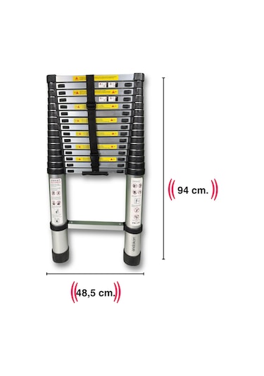 Endokon 470 Cm. - 16 Basamaklı Teleskopik Alüminyum Merdiven - I Tipi Uzayan Merdiven