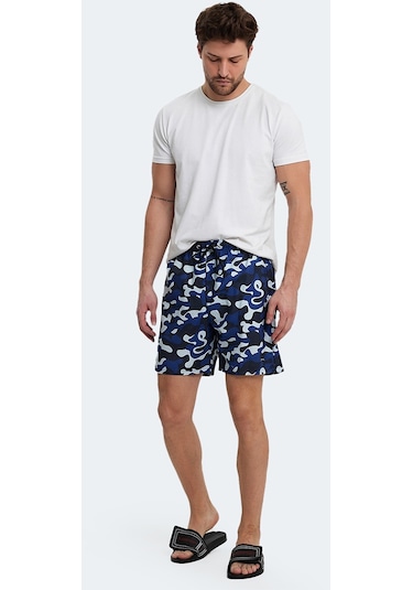 Slazenger REQUIRE IN Erkek Cepli Deniz Şortu Mavi Kamuflaj Mayo